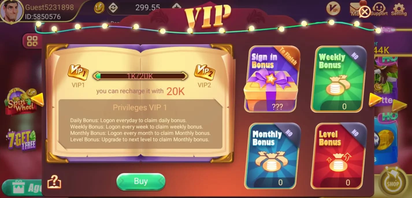 VIP tiers with daily, weekly & monthly bonuses